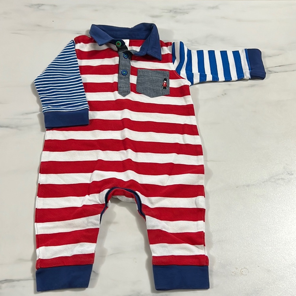 Mini Club baby Red stripe baby romper
